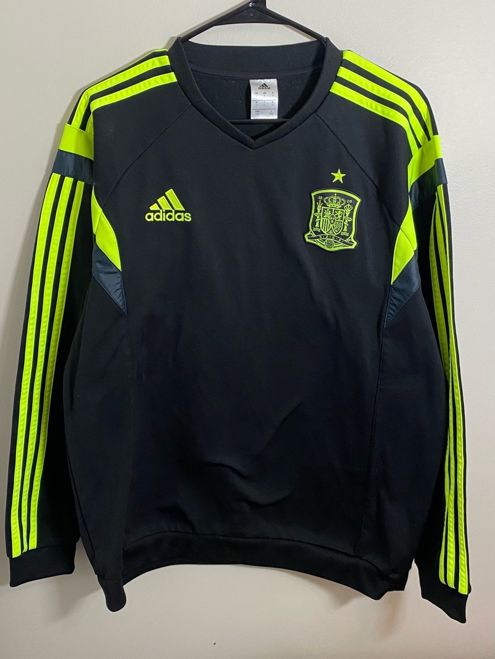 adidas Men’s Black & Neon Yellow V-Neck Soccer Training Top